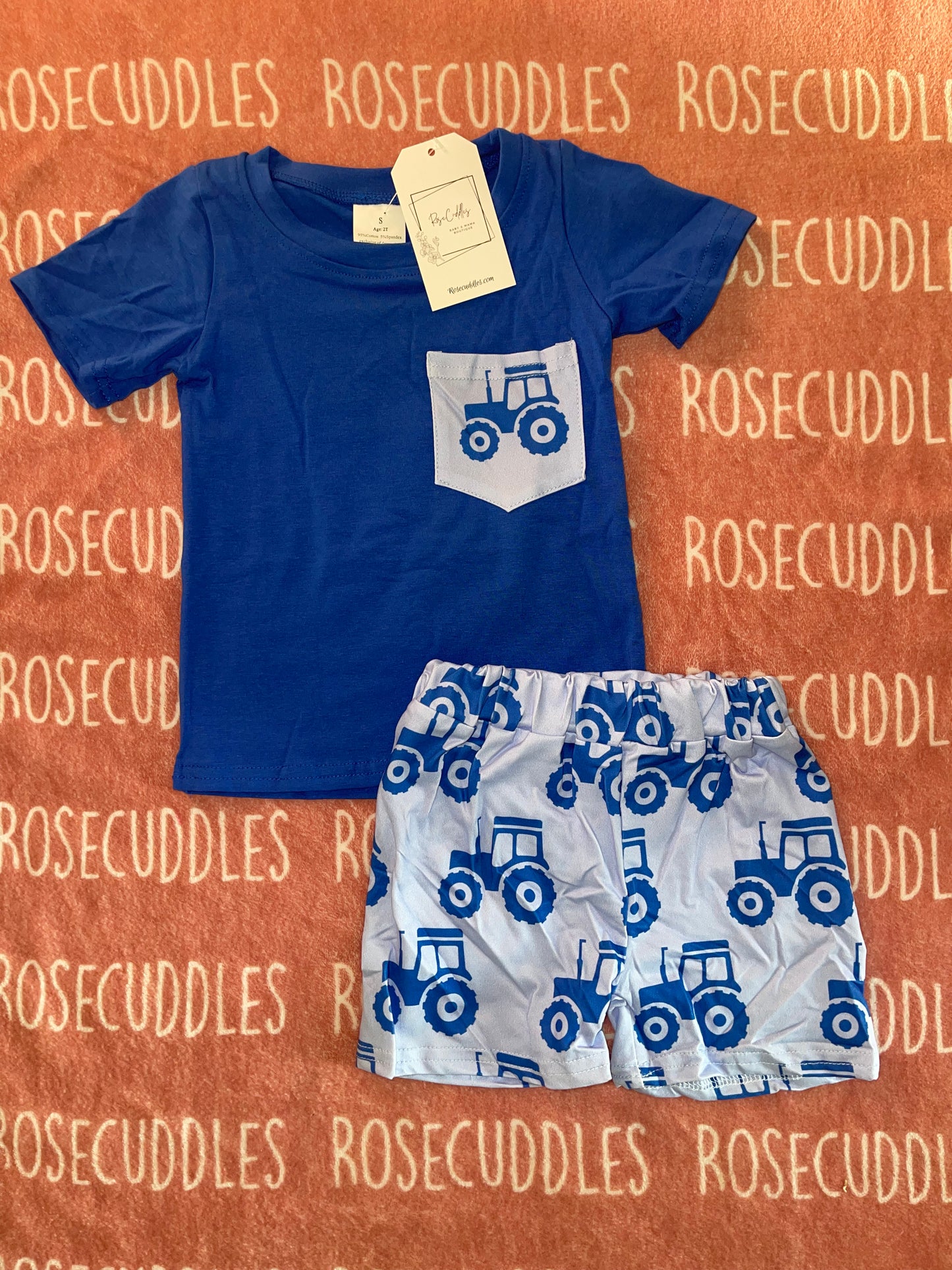 Blue Pocket Tractor Set