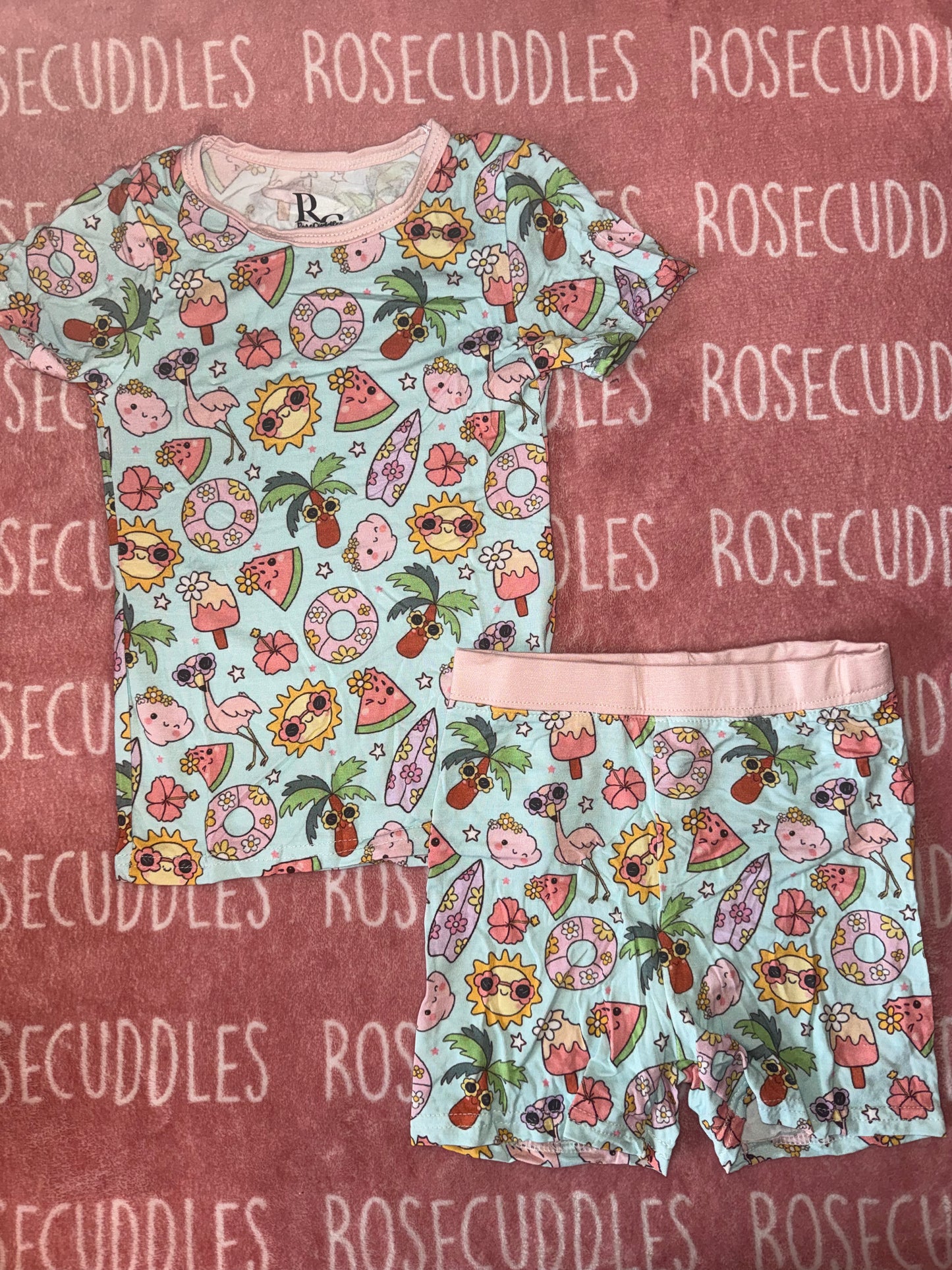 Girly Beachy Bamboo Shorts Set