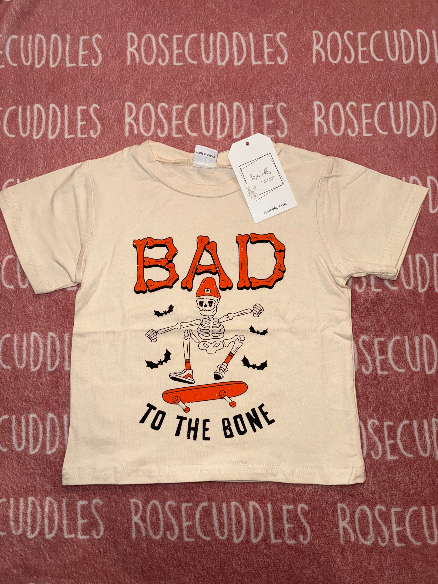 Bad To The Bone Skeleton Kids Tshirt