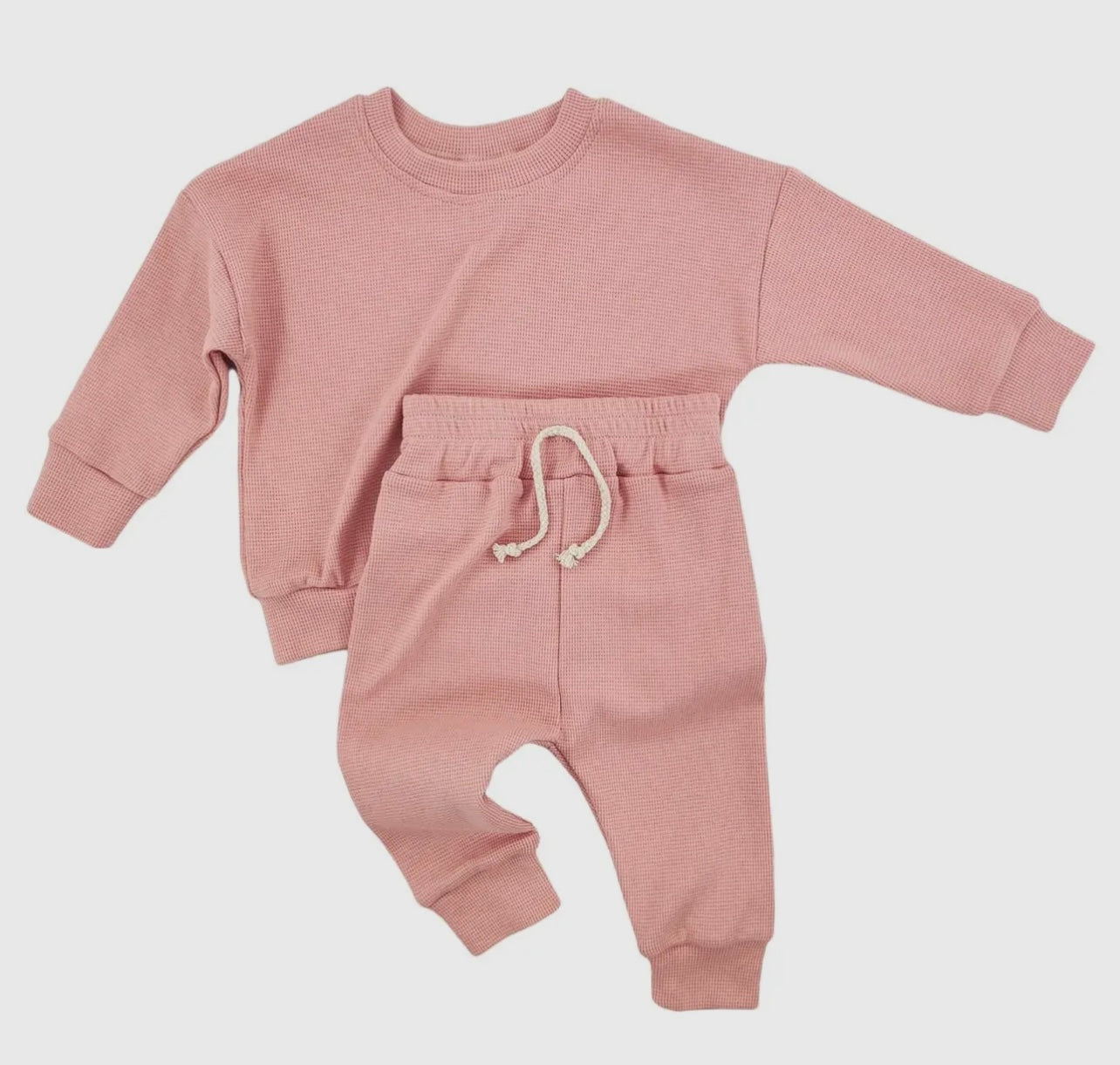 Pink Waffle Jogger Set