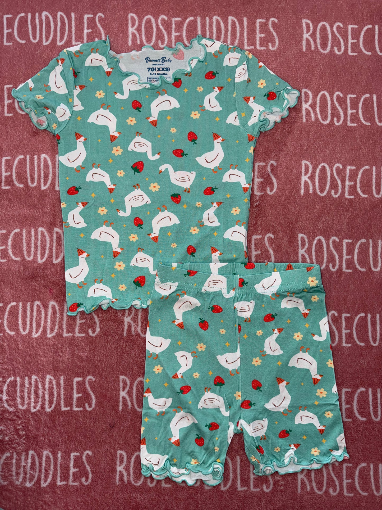 Scalloped Swans Bamboo Shorts Set