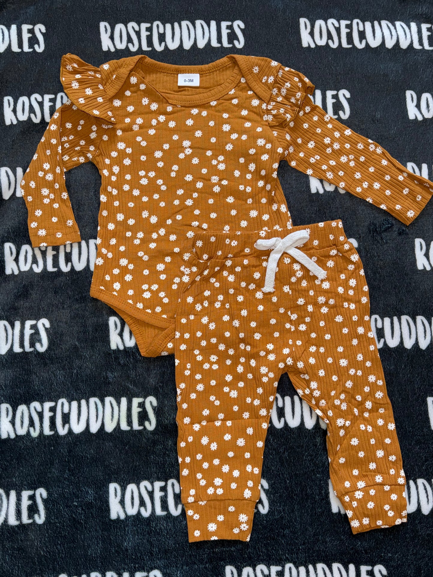 Brown Floral Baby Set