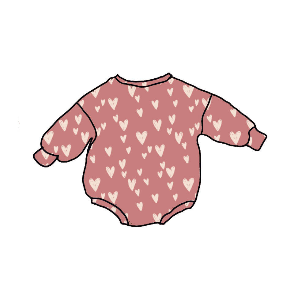 Mauve Hearts Bamboo Bubble Romper
