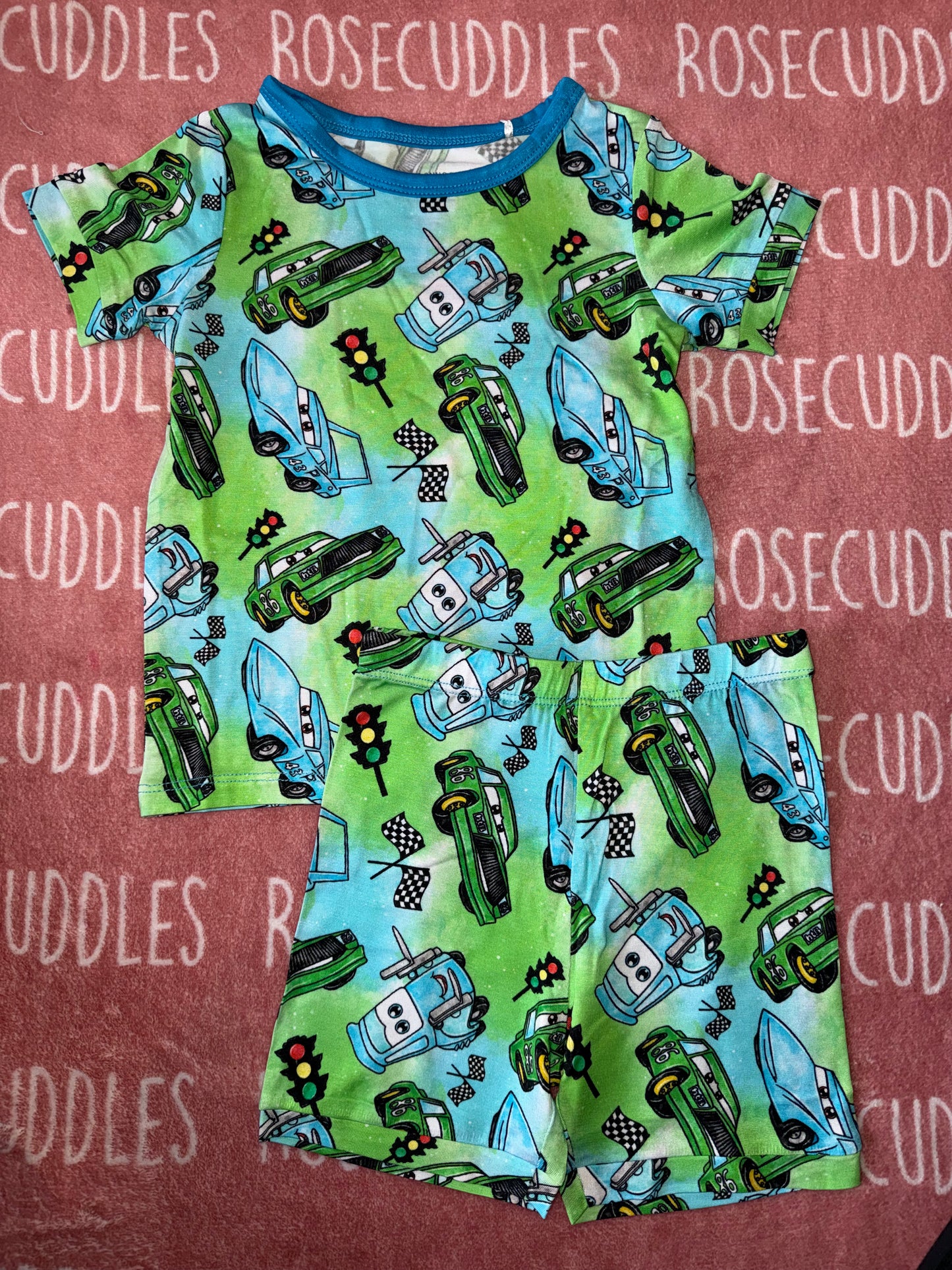 Green Car Bamboo Short Set