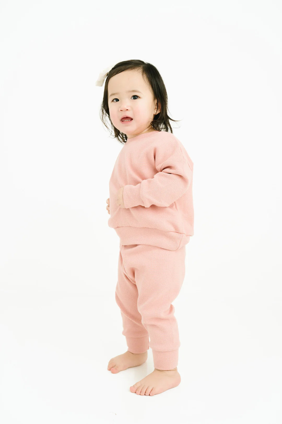 Pink Waffle Jogger Set