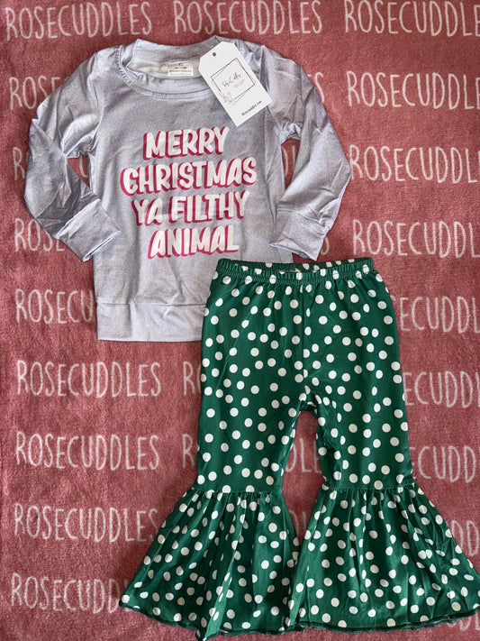 Merry Christmas polka dot Bellbottoms