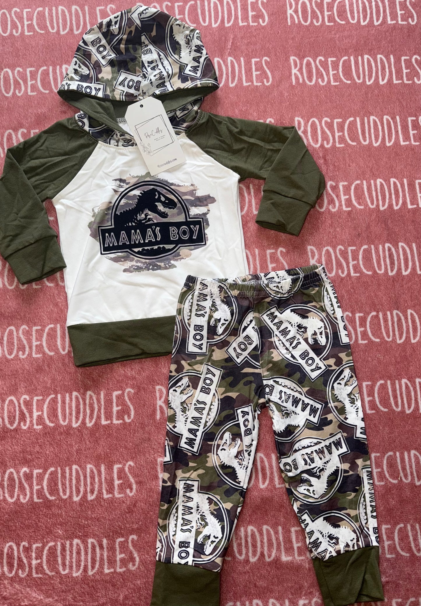 Dino Mamas Boy Hoodie Set