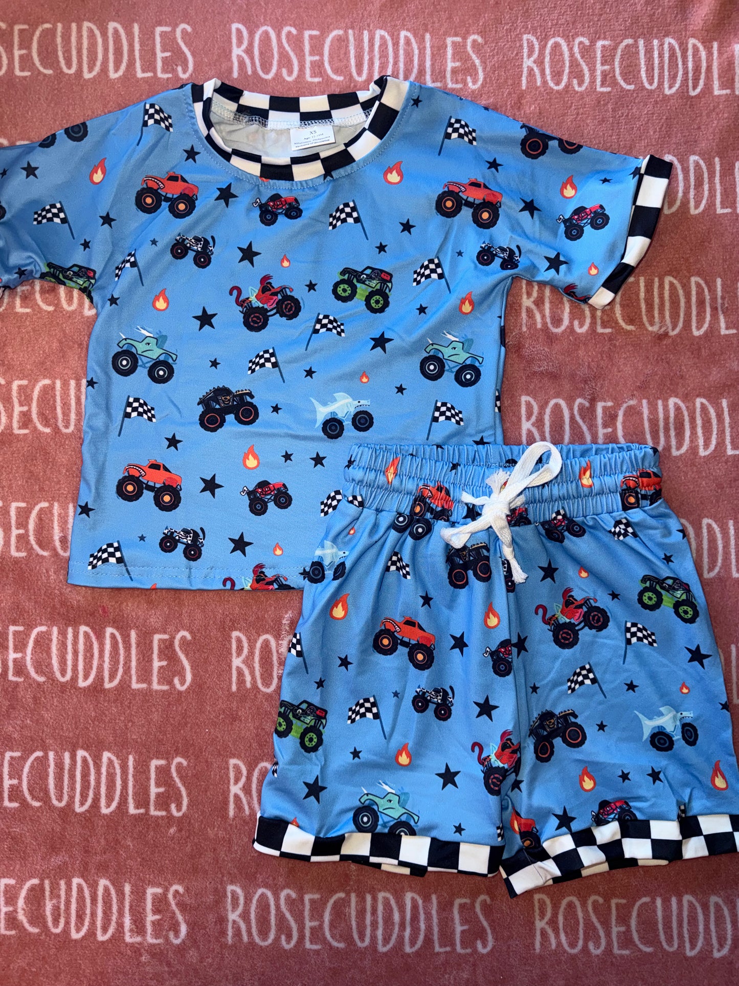 Checkered Monster Truck Slouchy Set