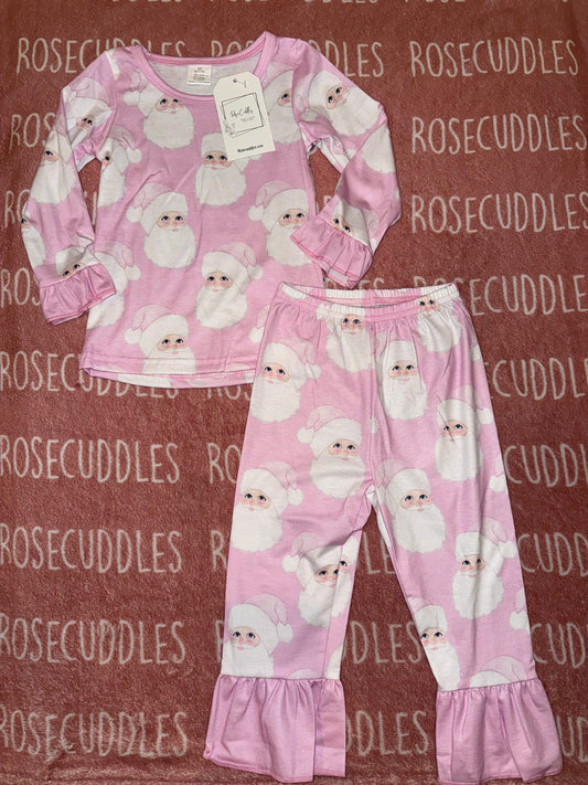Ruffled Pink Santa Pajama Set