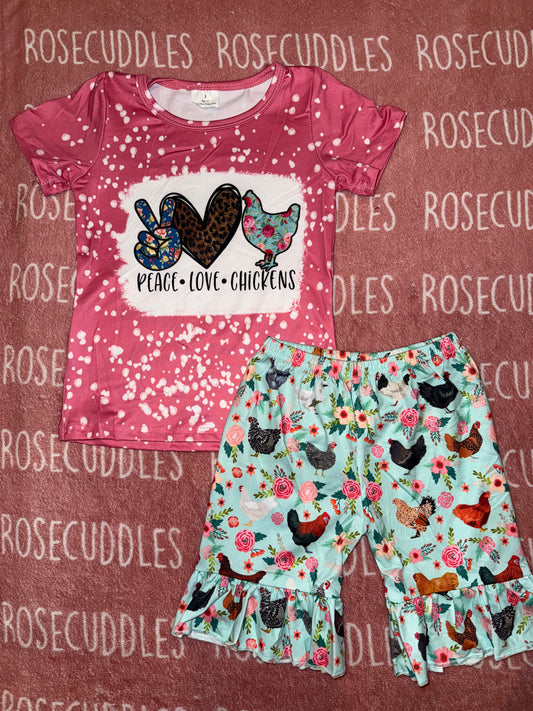 Chicken Ruffled Shorts Set