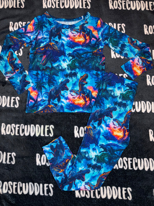 Blue Neon Dinosaur Bamboo Set