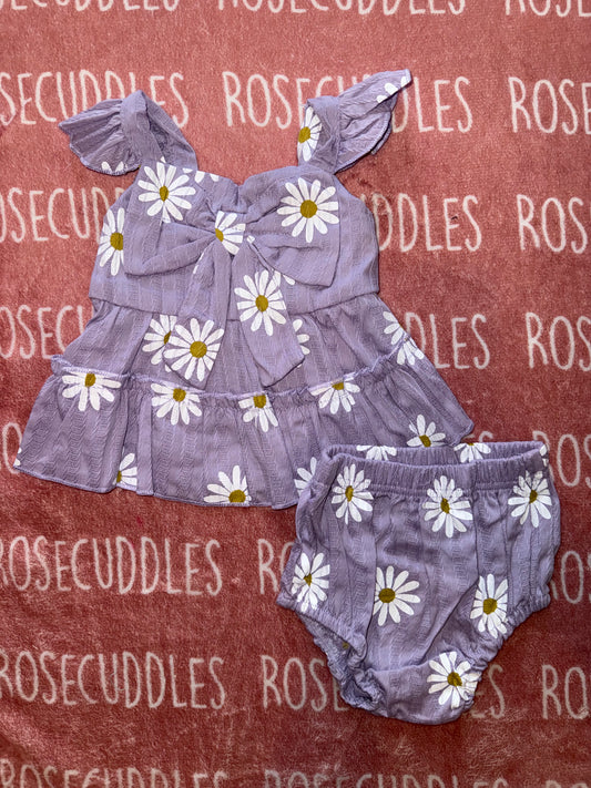 Purple Linen Daisy Tank Set