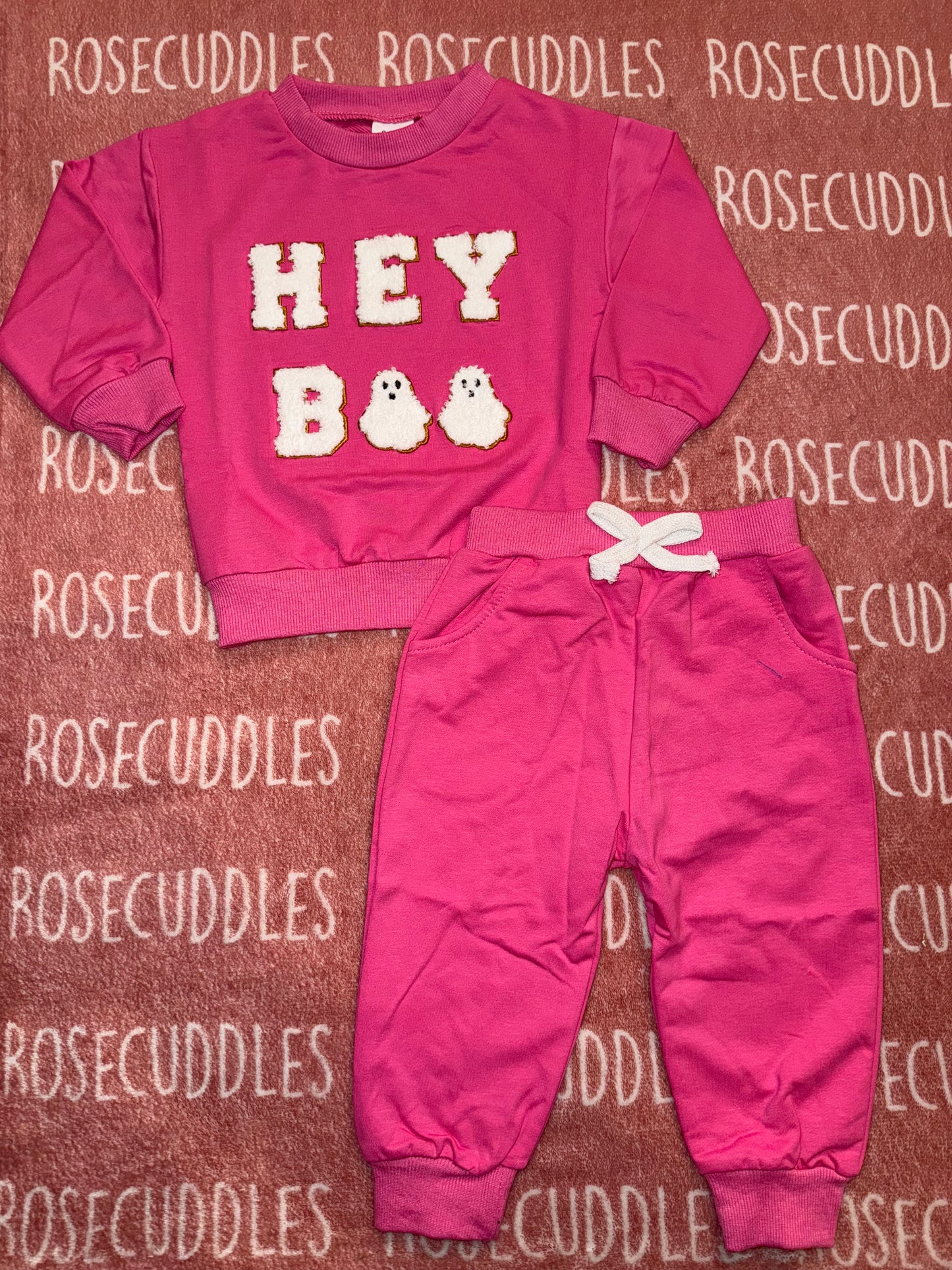 Pink Hey Boo Ghost Jogger Set