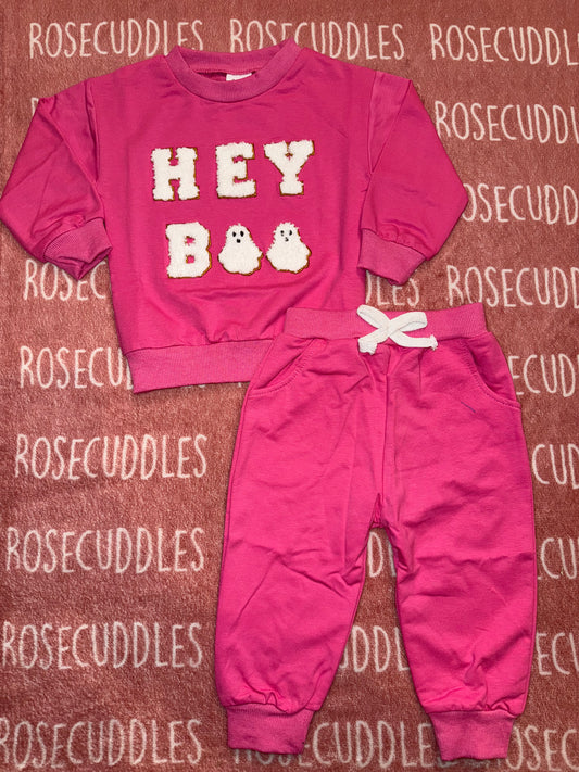 Pink Hey Boo Ghost Jogger Set