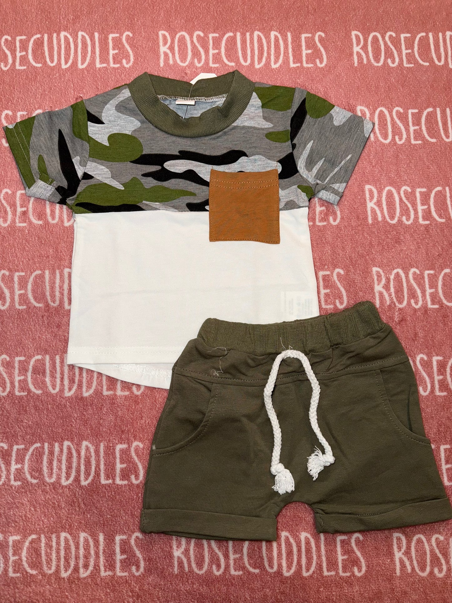 Camo ColorBlock Shorts Set