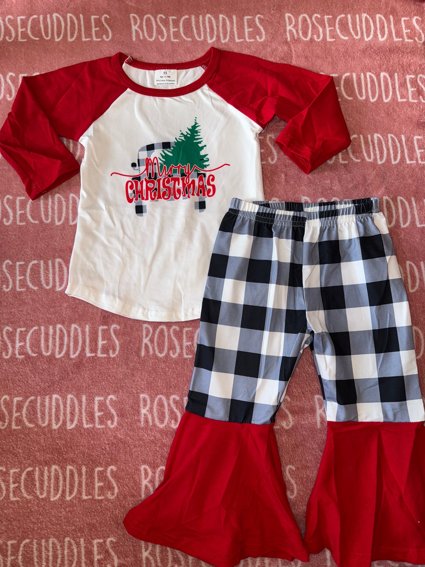 Merry Christmas Plaid Bellbottoms Set