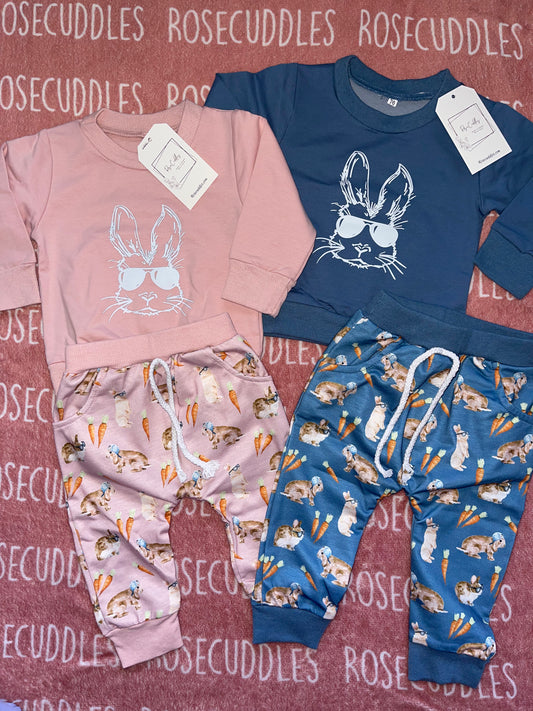 Pink & Blue Bunny Jogger Sets