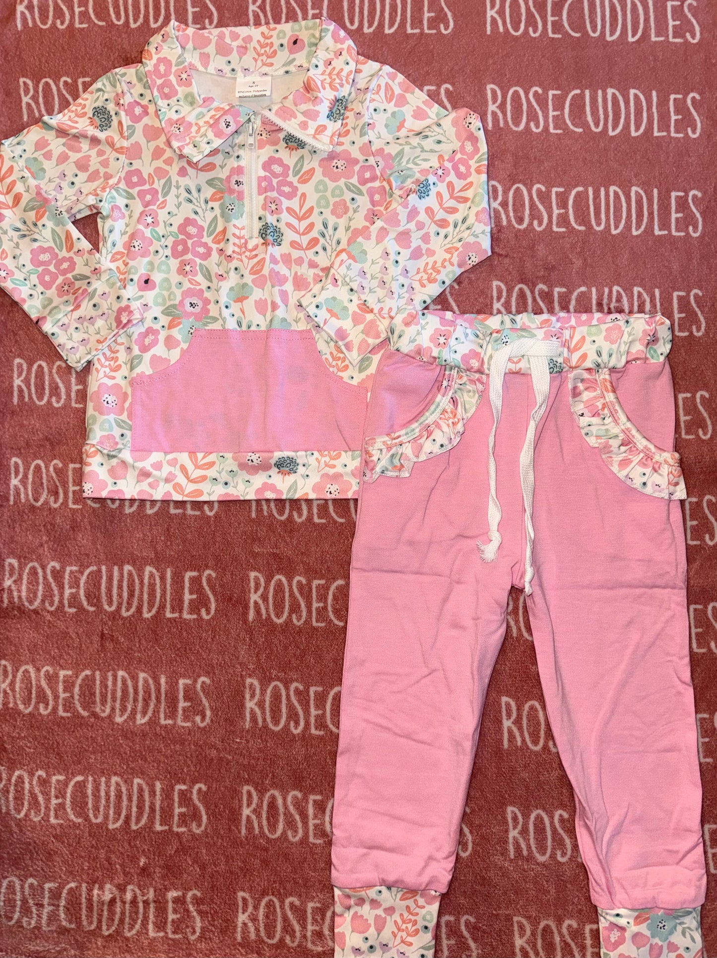 Floral Quarter Zip Jogger Set