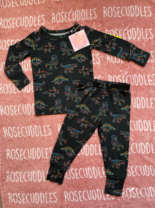 *ROSECUDDLES BAMBOO - Neon Dinos - Two Piece