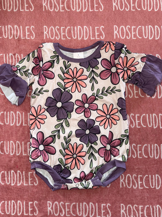 Purple Floral Bubble Romper