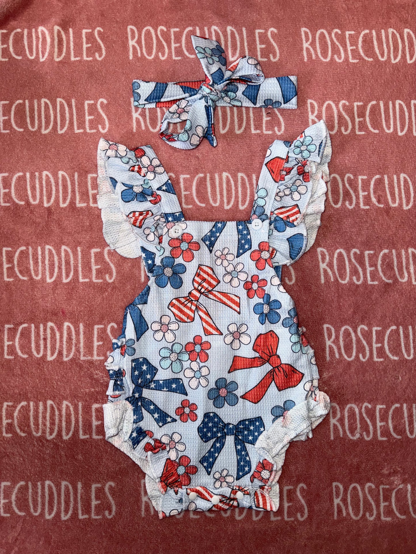 USA Coquette Bow Bubble Romper