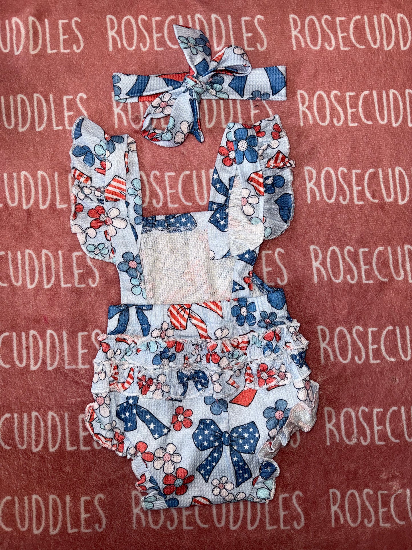 USA Coquette Bow Bubble Romper