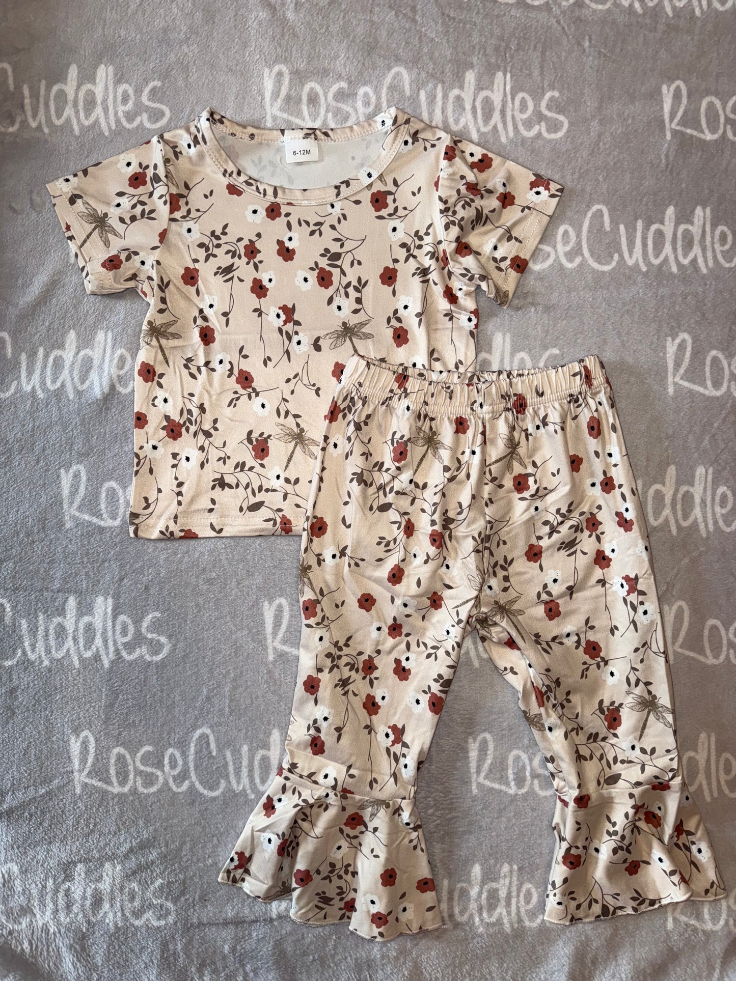 Cream Floral Flares Set