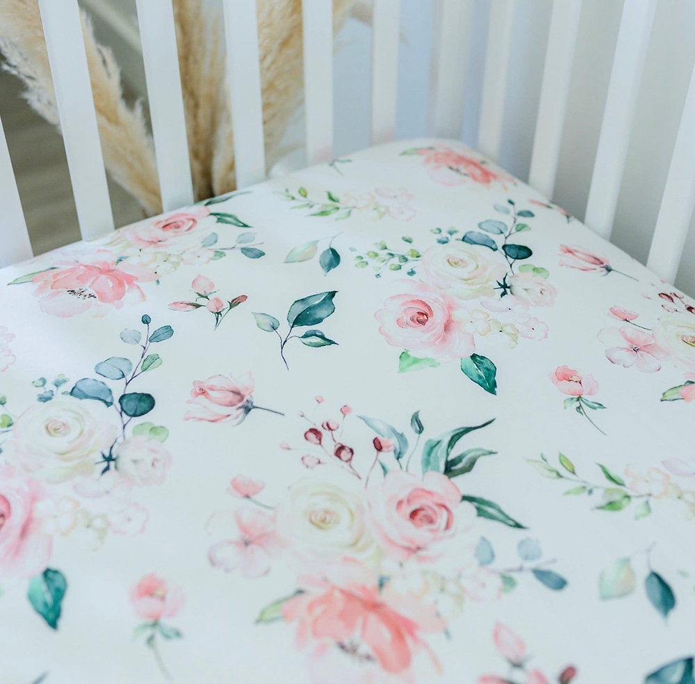 Crib Sheets - Peach Floral